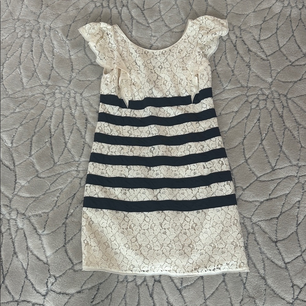BCBGMaxAzria Cream and Black Lace Dress